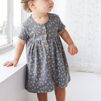 Organic Cotton Lola Dress - Rosalie Floral Lava Childrens Dress from Jamie Kay USA