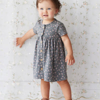 Organic Cotton Lola Dress - Rosalie Floral Lava Childrens Dress from Jamie Kay USA