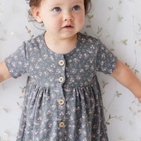 Organic Cotton Lola Dress - Rosalie Floral Lava Childrens Dress from Jamie Kay USA