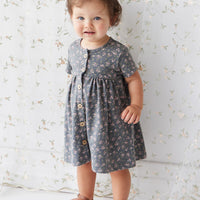 Organic Cotton Lola Dress - Rosalie Floral Lava Childrens Dress from Jamie Kay USA