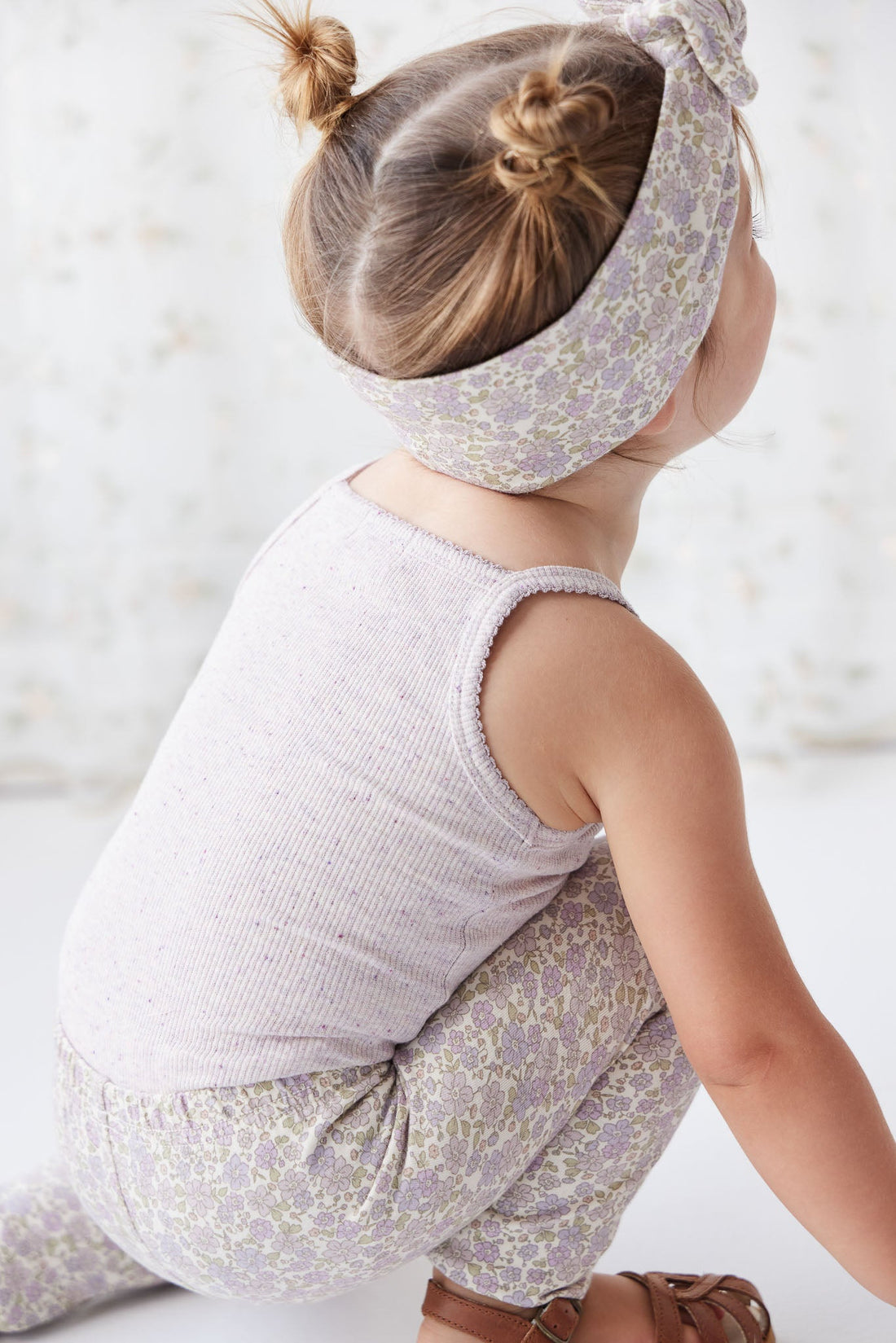 Organic Cotton Fine Rib Singlet - Lavender Fleck Childrens Singlet from Jamie Kay USA