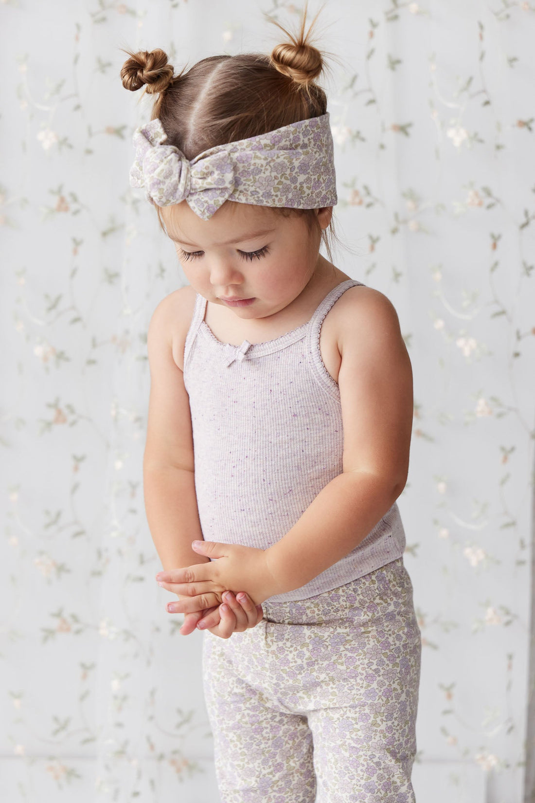 Organic Cotton Fine Rib Singlet - Lavender Fleck Childrens Singlet from Jamie Kay USA