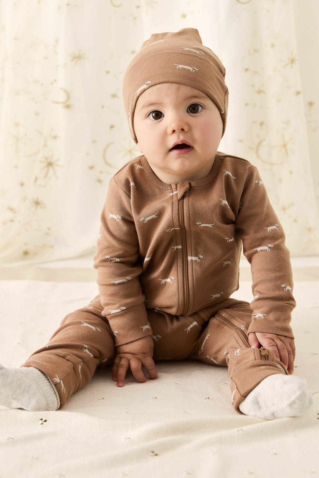 Organic Cotton Reese Zip Onepiece - Cosy Basil Spiced Childrens Onepiece from Jamie Kay USA