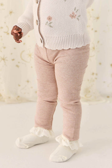 Organic Cotton Modal Everyday Legging - Dusky Rose Marle Childrens Legging from Jamie Kay USA