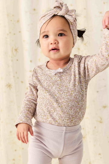 Organic Cotton Long Sleeve Bodysuit - Chloe Lilac Childrens Bodysuit from Jamie Kay USA