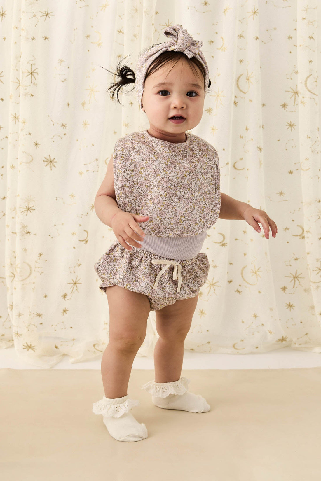 Organic Cotton Frill Bloomer - Chloe Lilac Childrens Bloomer from Jamie Kay USA
