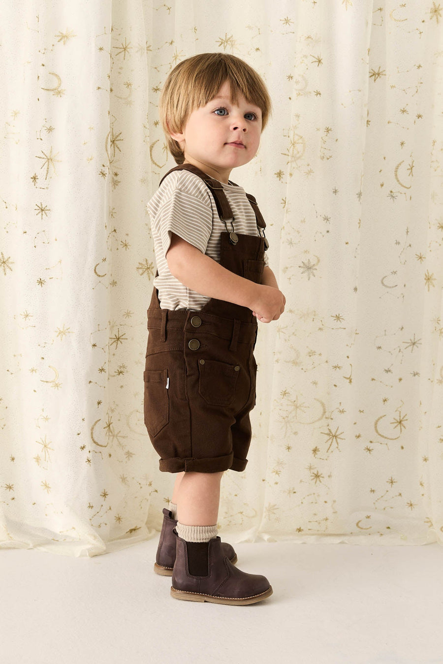 Chase Short Overall - Dark Coffee Childrens Overall from Jamie Kay USA