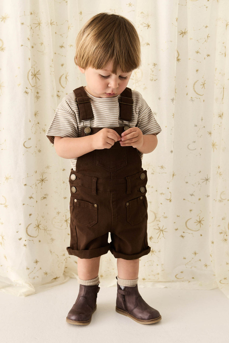 Chase Short Overall - Dark Coffee Childrens Overall from Jamie Kay USA