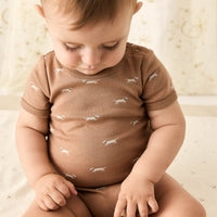 Organic Cotton Hudson Short Sleeve Bodysuit - Cosy Basil Spiced Childrens Bodysuit from Jamie Kay USA