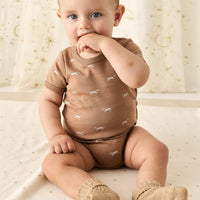 Organic Cotton Hudson Short Sleeve Bodysuit - Cosy Basil Spiced Childrens Bodysuit from Jamie Kay USA