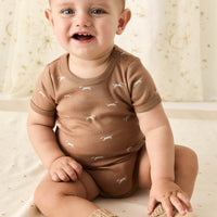 Organic Cotton Hudson Short Sleeve Bodysuit - Cosy Basil Spiced Childrens Bodysuit from Jamie Kay USA