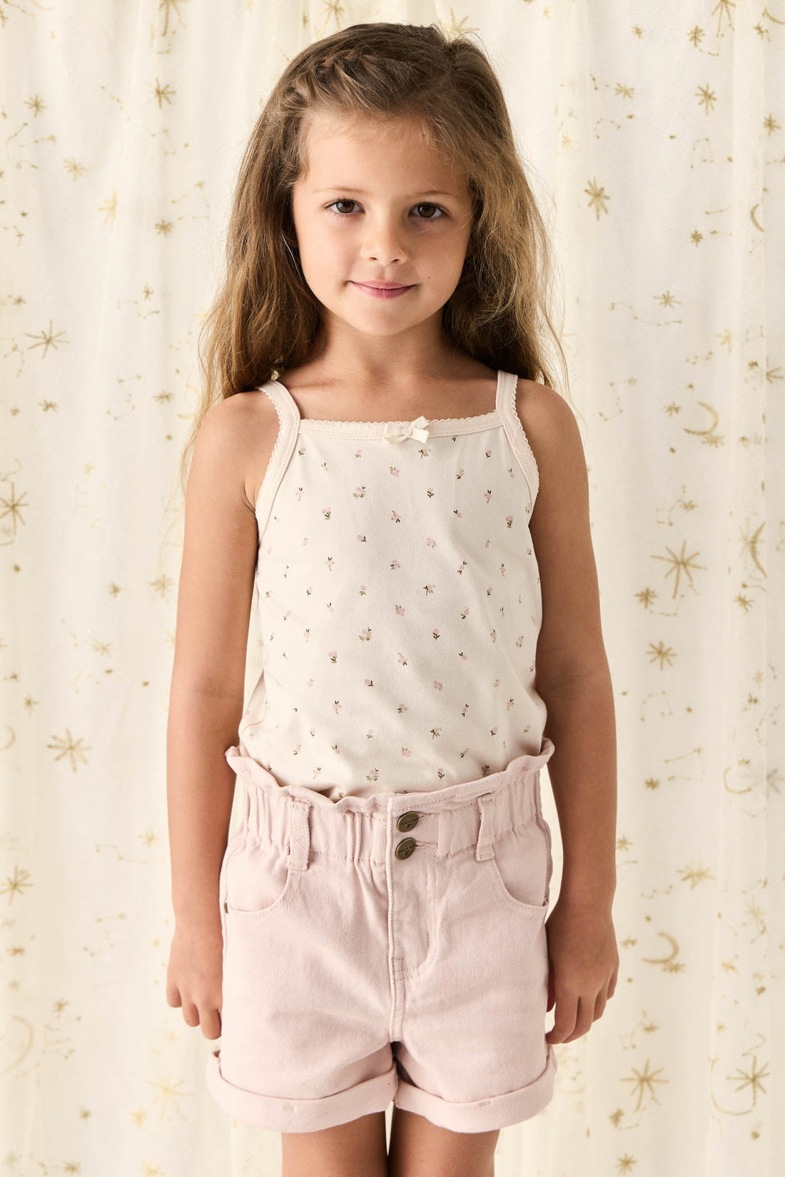 Organic Cotton Singlet - Ditsy Berry Rose Childrens Singlet from Jamie Kay USA