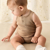 Pima Cotton Noah Playsuit - Spiced/Cloud Childrens Playsuit from Jamie Kay USA