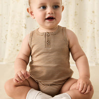 Pima Cotton Noah Playsuit - Spiced/Cloud Childrens Playsuit from Jamie Kay USA