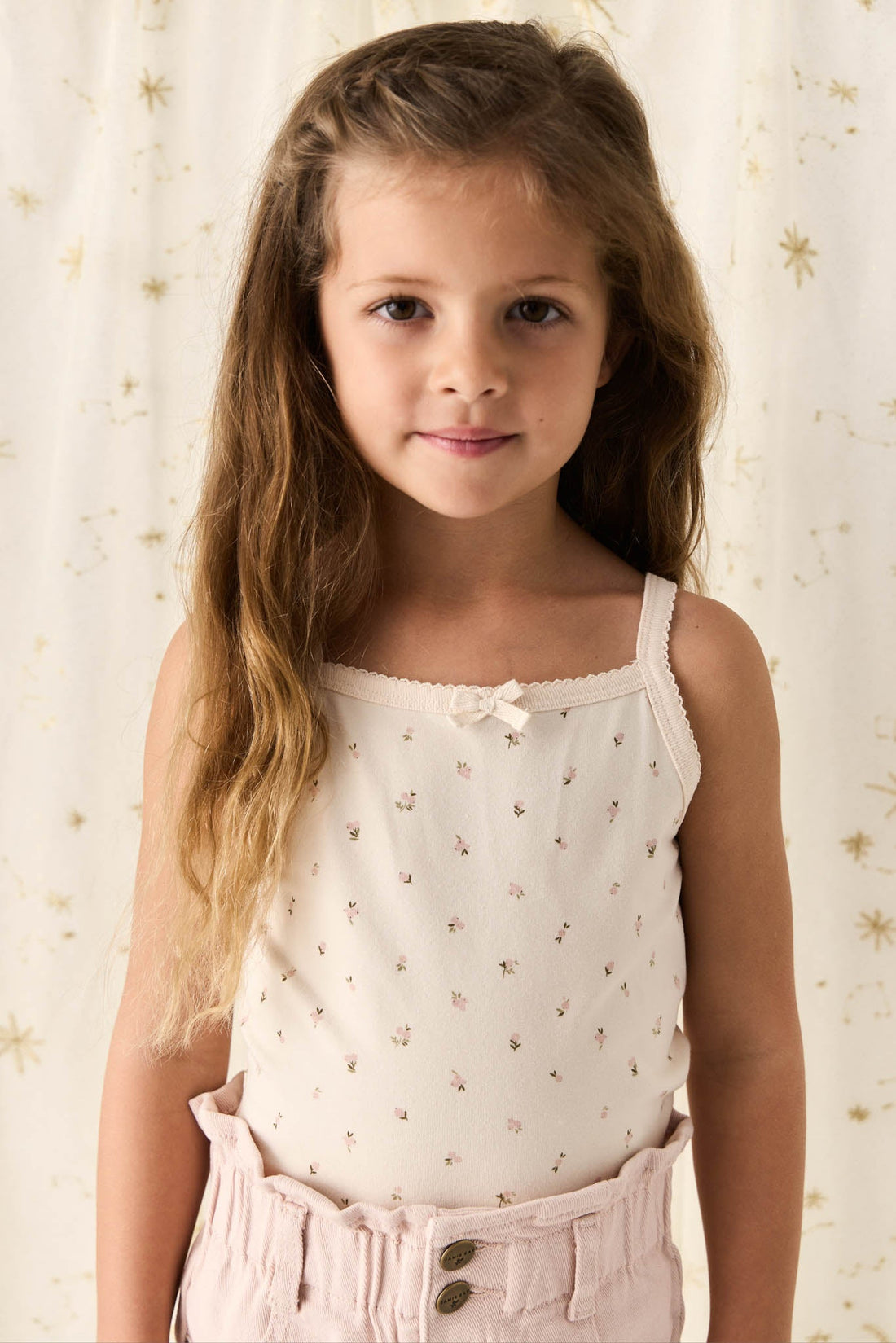 Organic Cotton Singlet - Ditsy Berry Rose Childrens Singlet from Jamie Kay USA