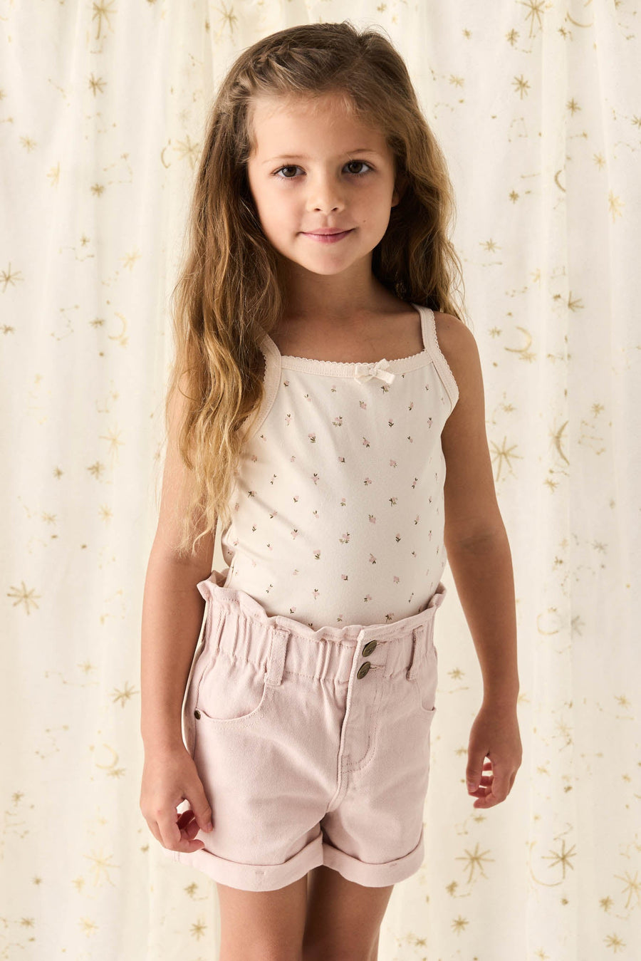 Organic Cotton Singlet - Ditsy Berry Rose Childrens Singlet from Jamie Kay USA