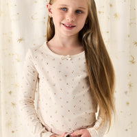 Organic Cotton Long Sleeve Top - Ditsy Berry Rose Childrens Top from Jamie Kay USA