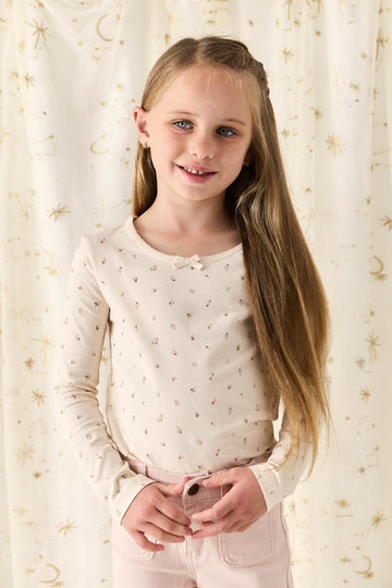 Organic Cotton Long Sleeve Top - Ditsy Berry Rose Childrens Top from Jamie Kay USA