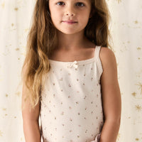 Organic Cotton Singlet - Ditsy Berry Rose Childrens Singlet from Jamie Kay USA