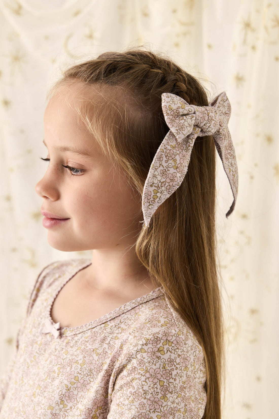 Organic Cotton Bow - Chloe Lilac Childrens Bow from Jamie Kay USA