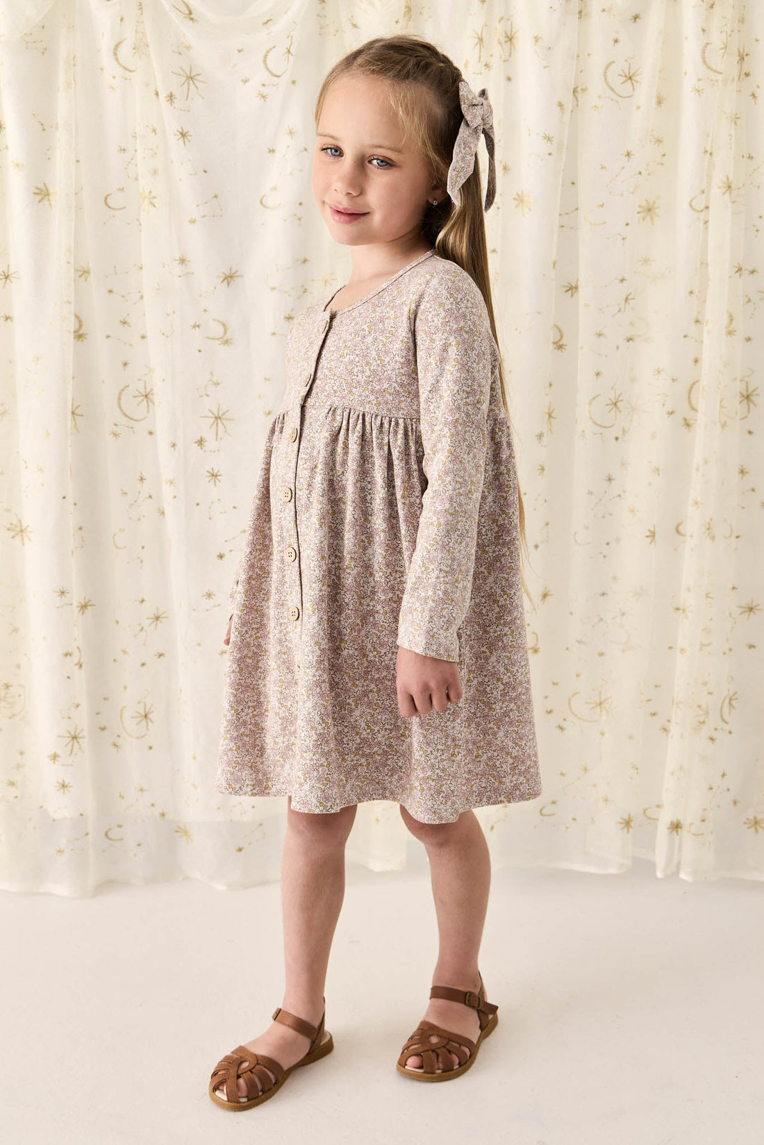 Organic Cotton Poppy Dress - Chloe Lilac Childrens Dress from Jamie Kay USA