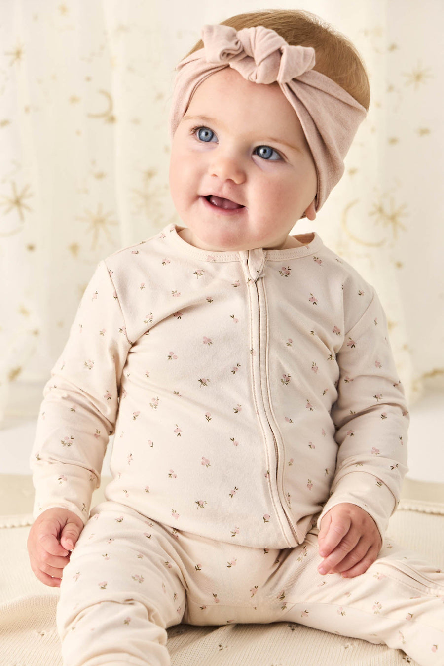 Organic Cotton Frankie Onepiece - Ditsy Berry Rose Childrens Onepiece from Jamie Kay USA