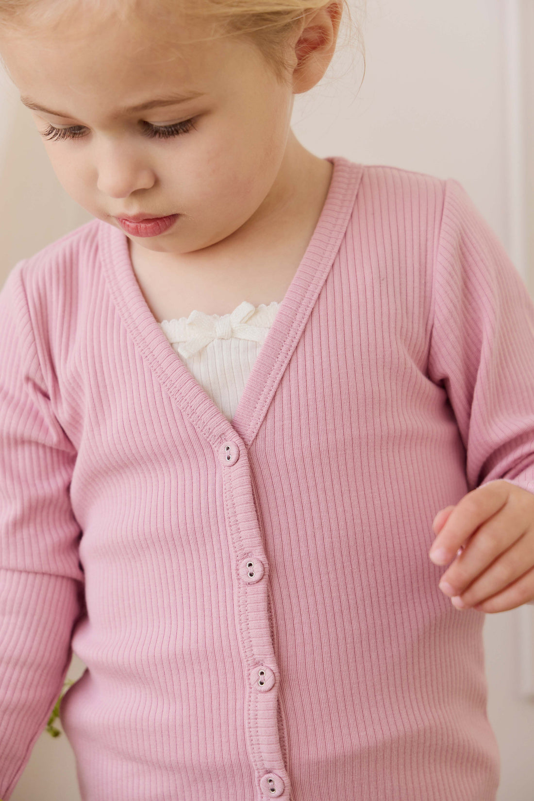Organic Cotton Modal Cardigan - Vintage Violet Childrens Cardigan from Jamie Kay USA