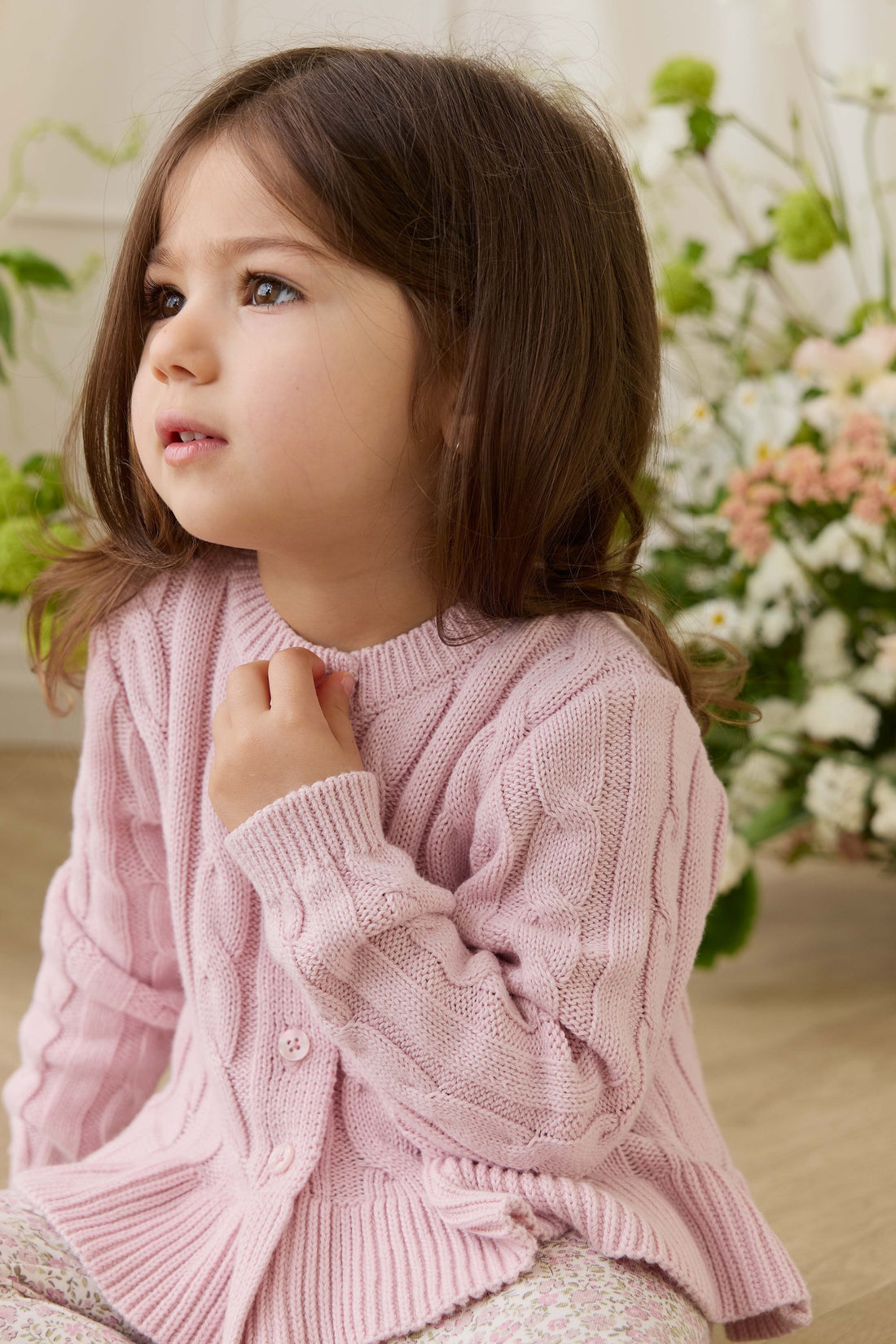 Harriet Cardigan - Frosted Petal Childrens Cardigan from Jamie Kay USA