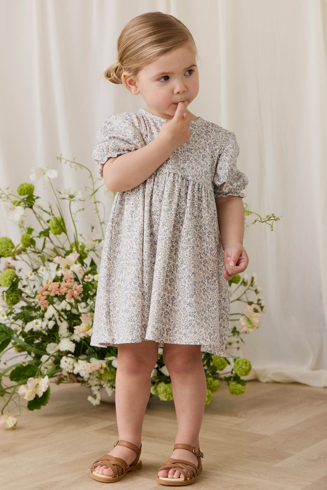 Organic Cotton Penny Dress - Tully Grey Childrens Dress from Jamie Kay USA