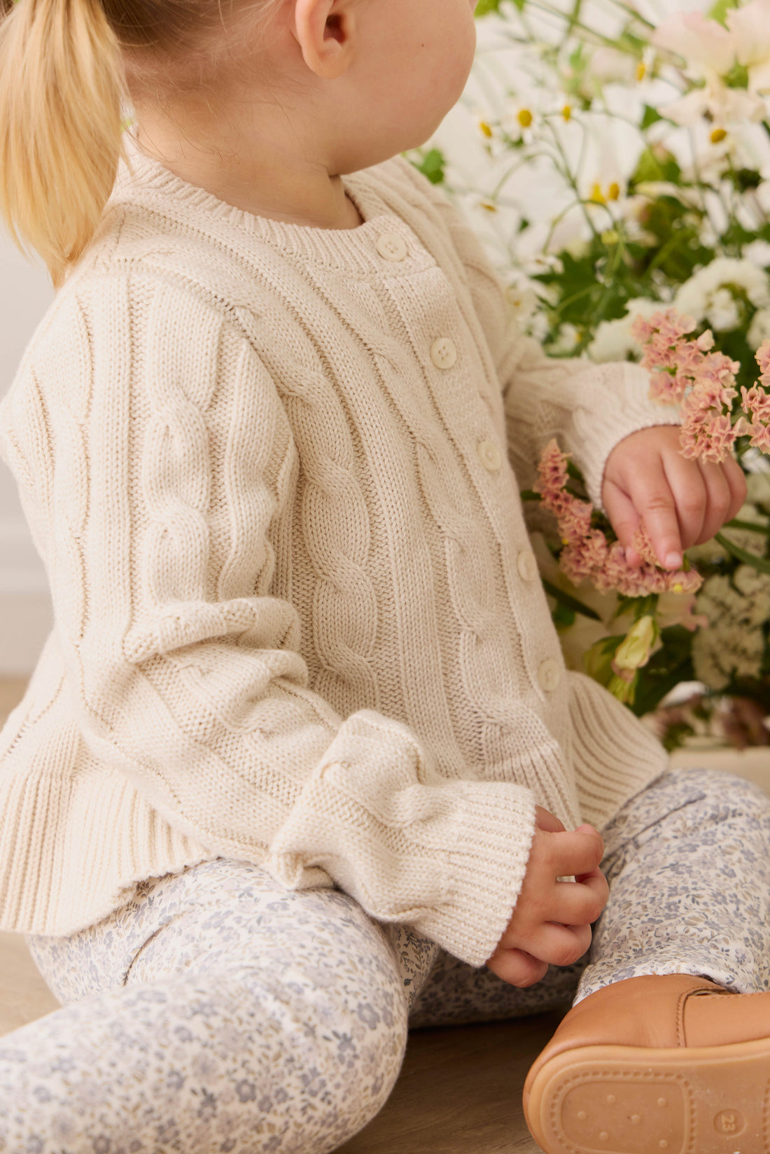 Harriet Cardigan - Vanilla Childrens Cardigan from Jamie Kay USA