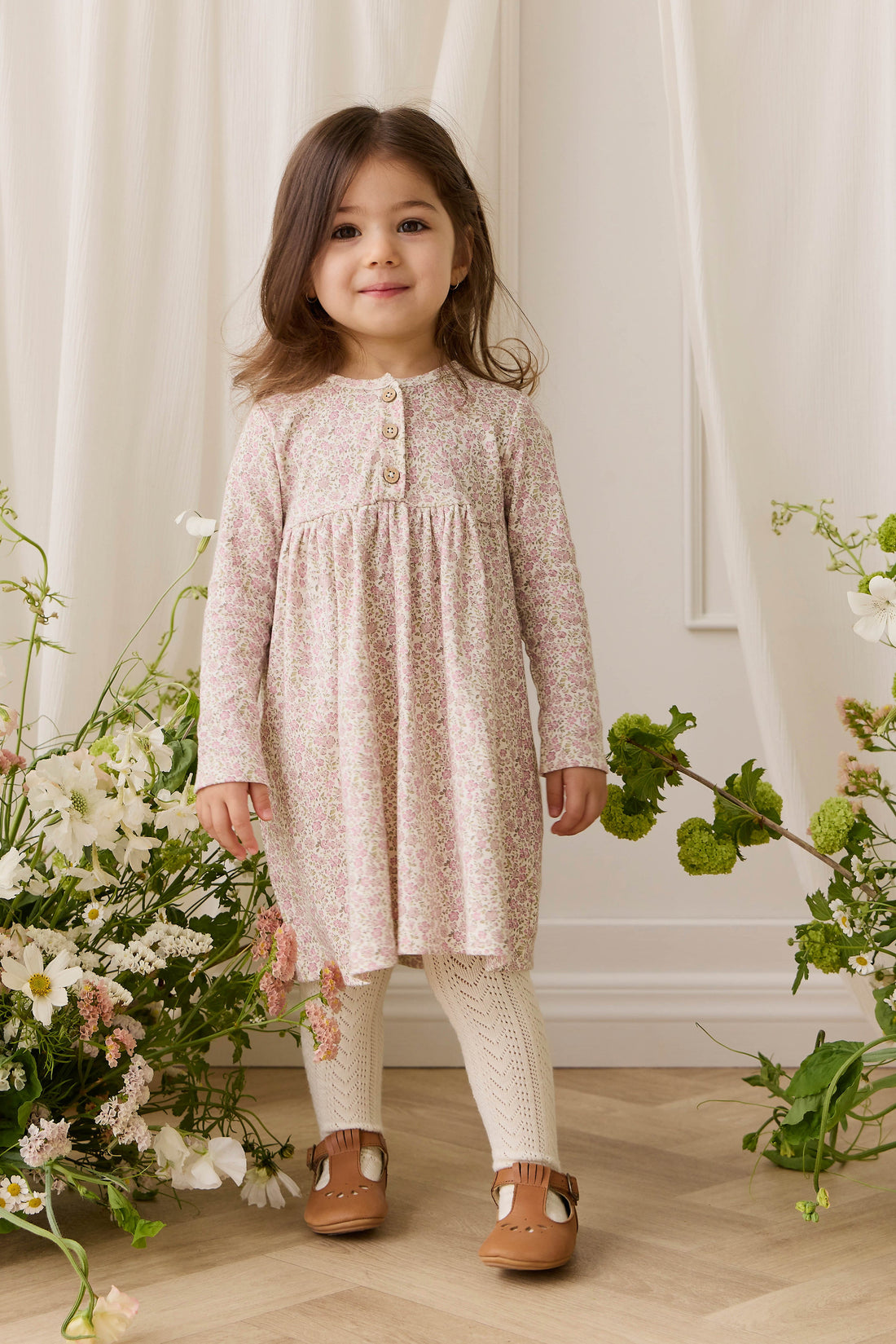 Organic Cotton Bridget Dress - Tully Mauve 6-12M Organic Cotton Bridget Dress - Tully Mauve 6-12M