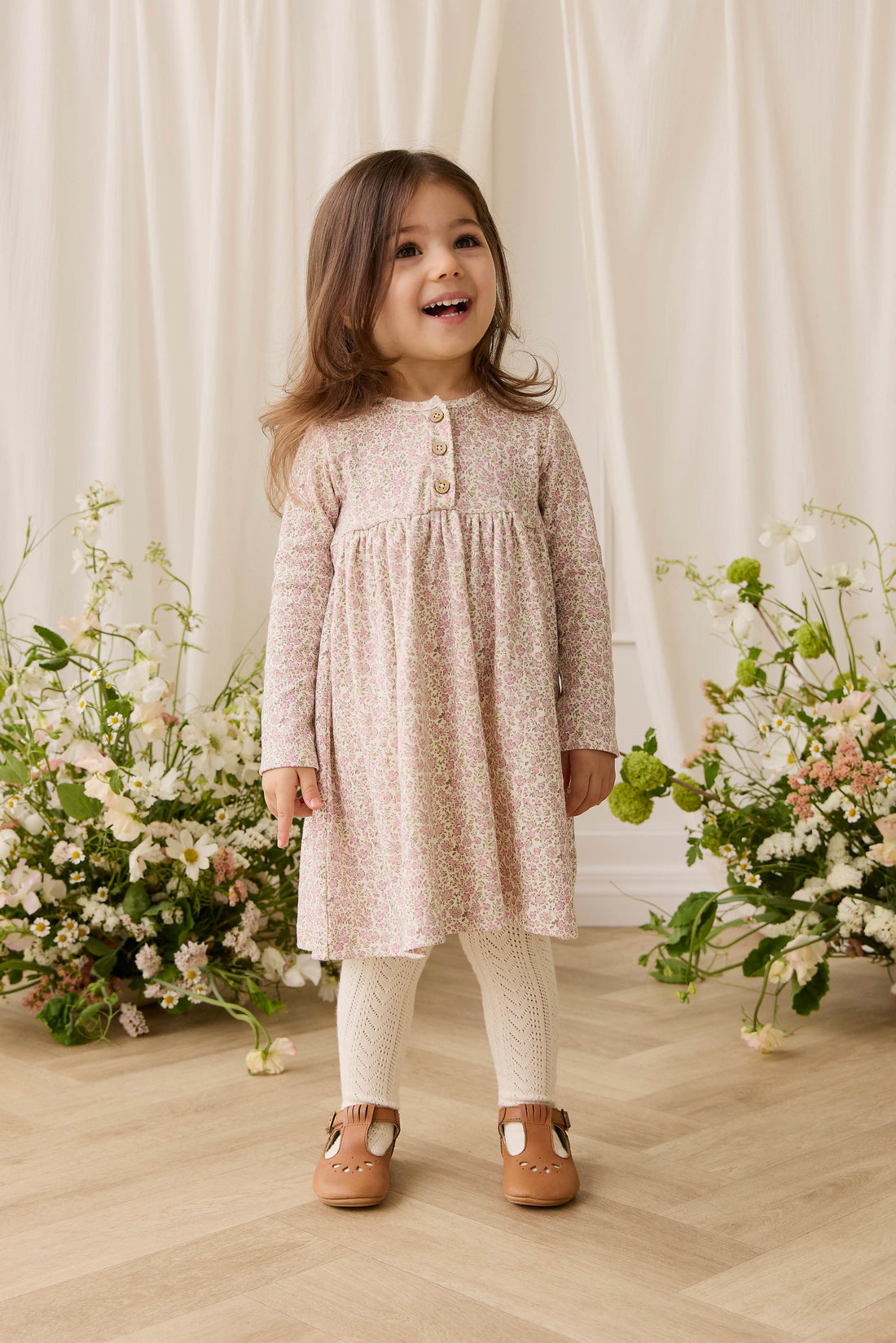 Organic Cotton Bridget Dress - Tully Mauve Childrens Dress from Jamie Kay USA