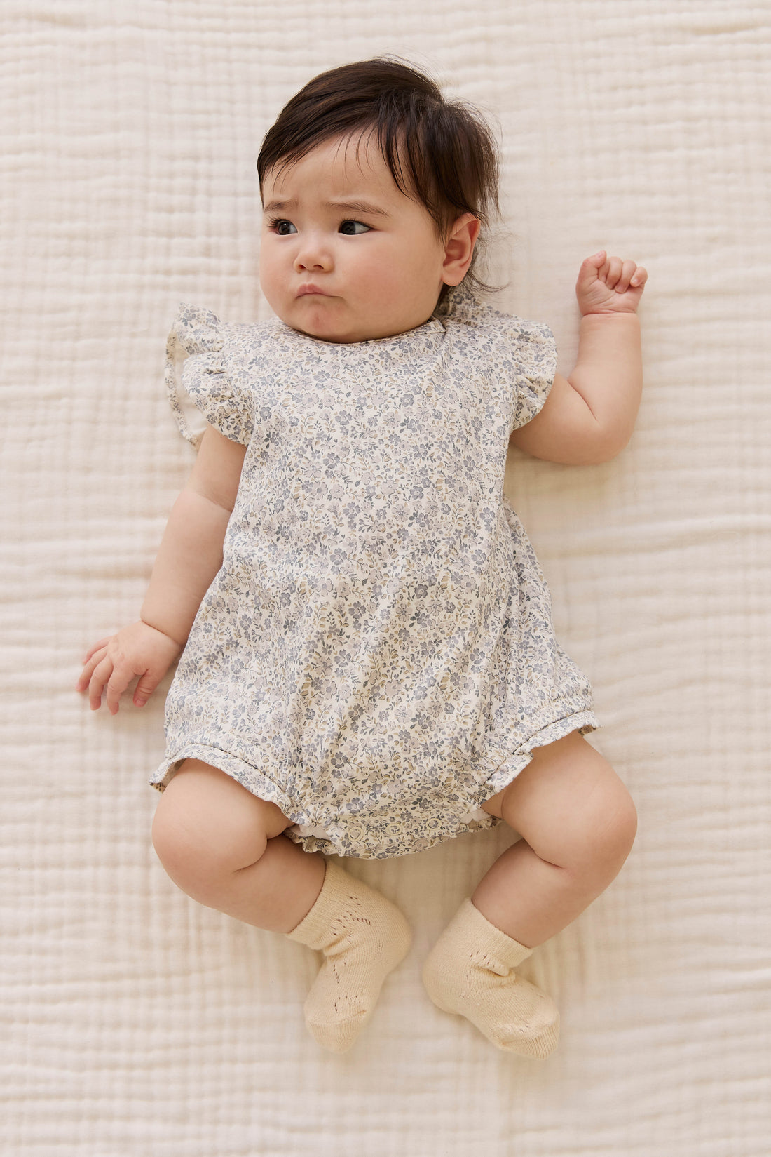 Organic Cotton Adrienne Playsuit - Tully Grey Childrens Playsuit from Jamie Kay USA
