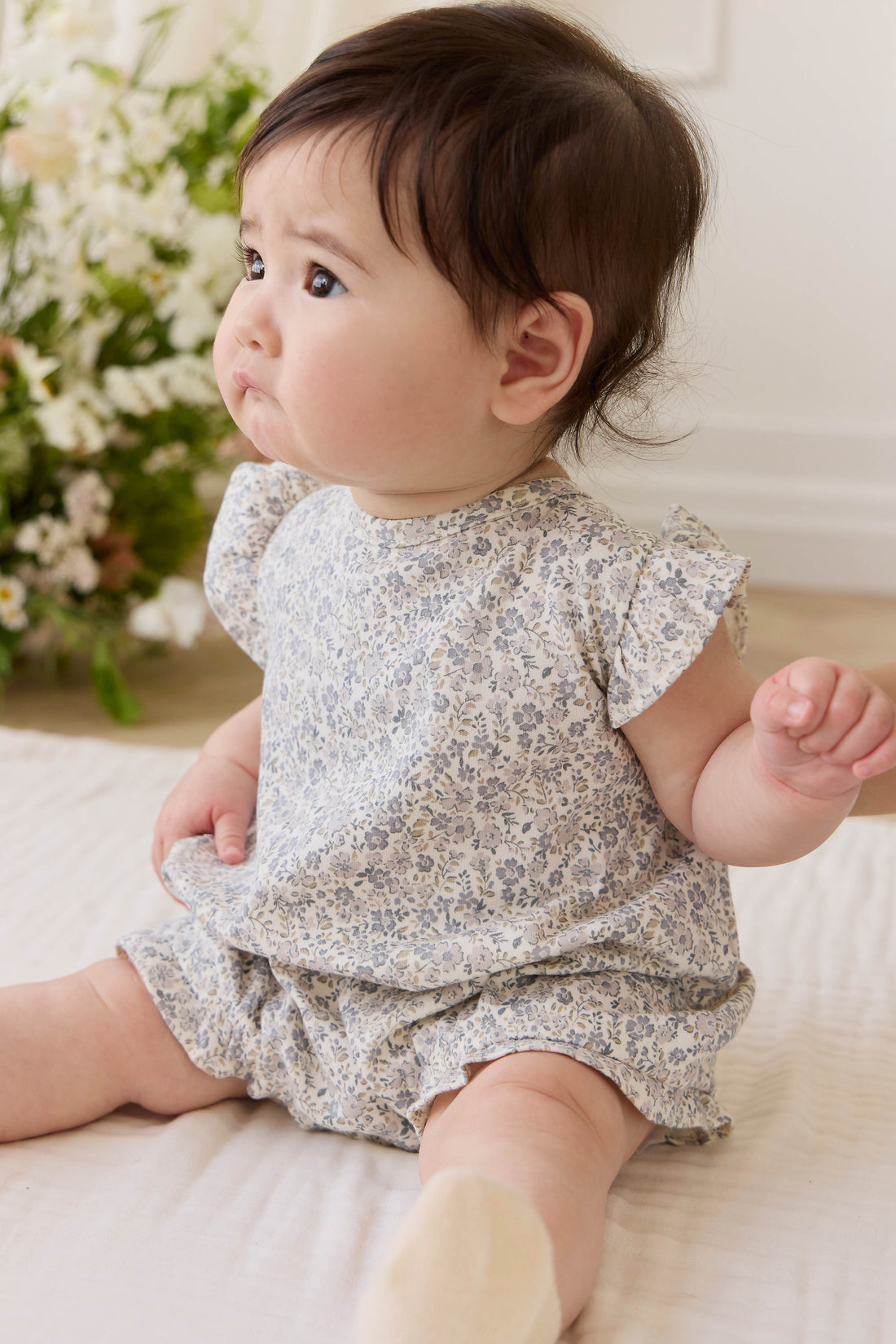 Organic Cotton Adrienne Playsuit - Tully Grey Childrens Playsuit from Jamie Kay USA
