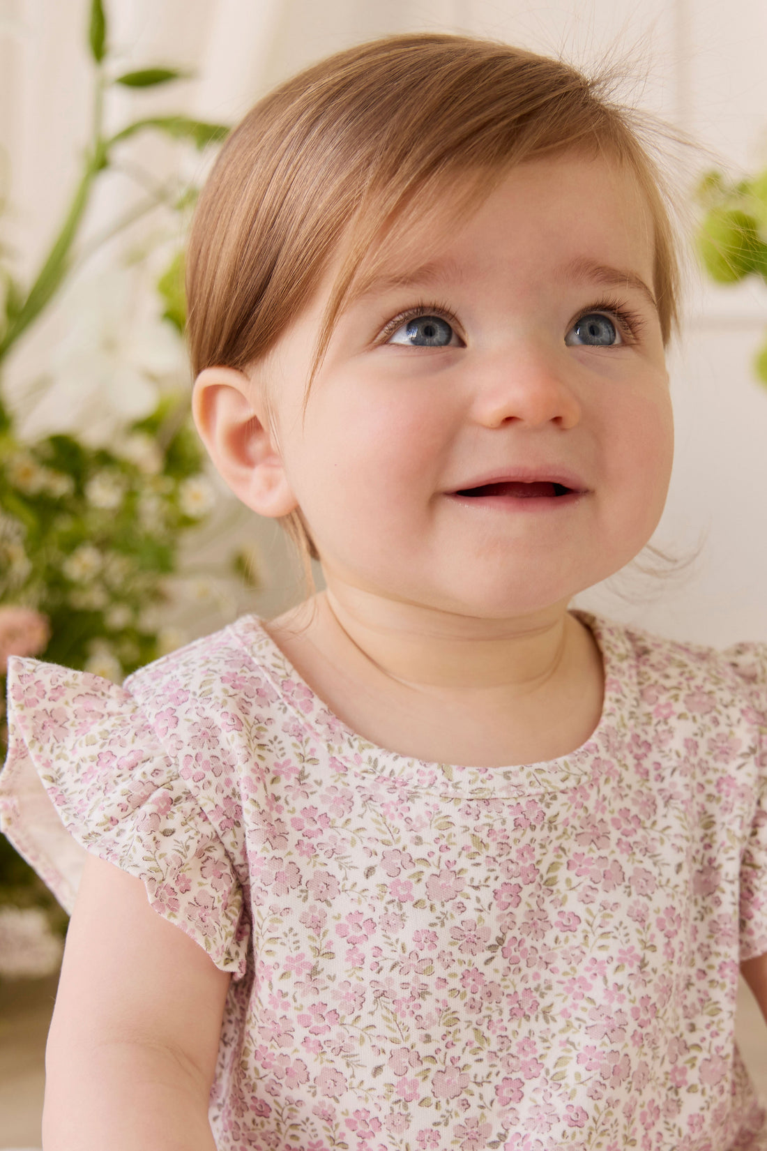 Organic Cotton Adrienne Playsuit - Tully Mauve Childrens Playsuit from Jamie Kay USA