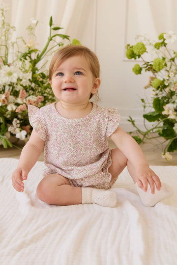 Organic Cotton Adrienne Playsuit - Tully Mauve Childrens Playsuit from Jamie Kay USA