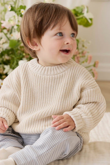 Pima Cotton Wesley Pant - Fine Stripe Missouri/Parchment Childrens Pant from Jamie Kay USA