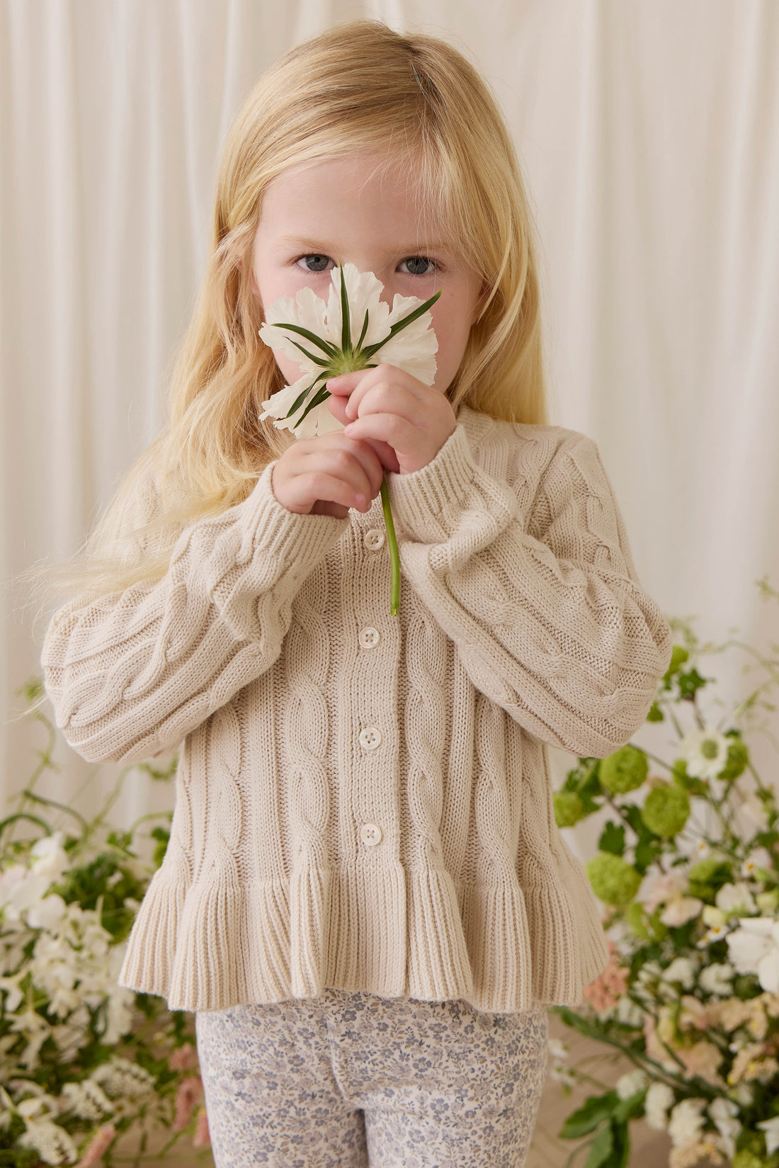 Harriet Cardigan - Vanilla Childrens Cardigan from Jamie Kay USA