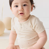 Organic Cotton Modal Darcy Tee Bodysuit - Milky Way Buff Childrens Bodysuit from Jamie Kay USA