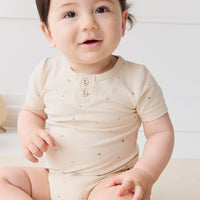 Organic Cotton Modal Darcy Tee Bodysuit - Milky Way Buff Childrens Bodysuit from Jamie Kay USA