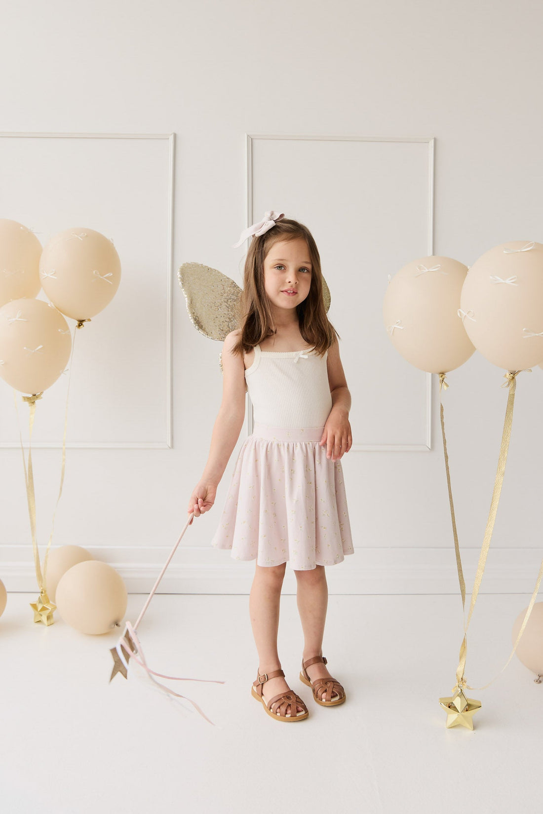 Organic Cotton Meadow Skirt - Simple Flowers Lilac Childrens Skirt from Jamie Kay USA