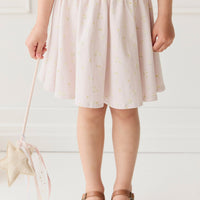 Organic Cotton Meadow Skirt - Simple Flowers Lilac Childrens Skirt from Jamie Kay USA