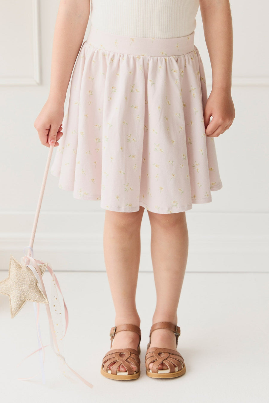 Organic Cotton Meadow Skirt - Simple Flowers Lilac Childrens Skirt from Jamie Kay USA