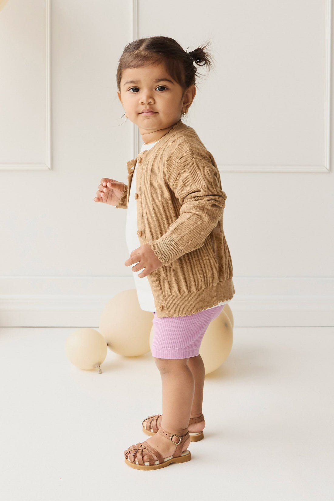 Emily Knitted Cardigan - Caramel Cream Childrens Cardigan from Jamie Kay USA