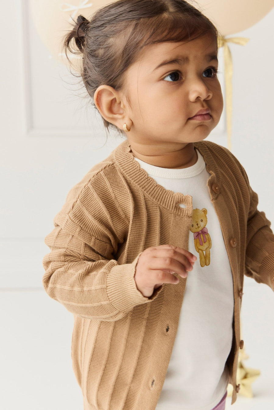 Emily Knitted Cardigan - Caramel Cream Childrens Cardigan from Jamie Kay USA