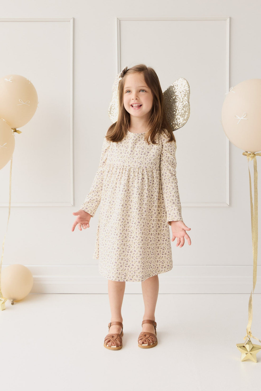 Organic Cotton Pixie Dress - Blueberry Field Raindrops Childrens Dress from Jamie Kay USA