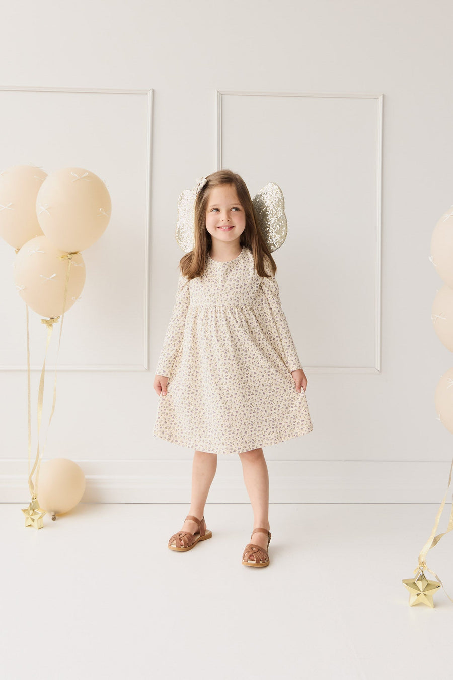 Organic Cotton Pixie Dress - Blueberry Field Raindrops Childrens Dress from Jamie Kay USA