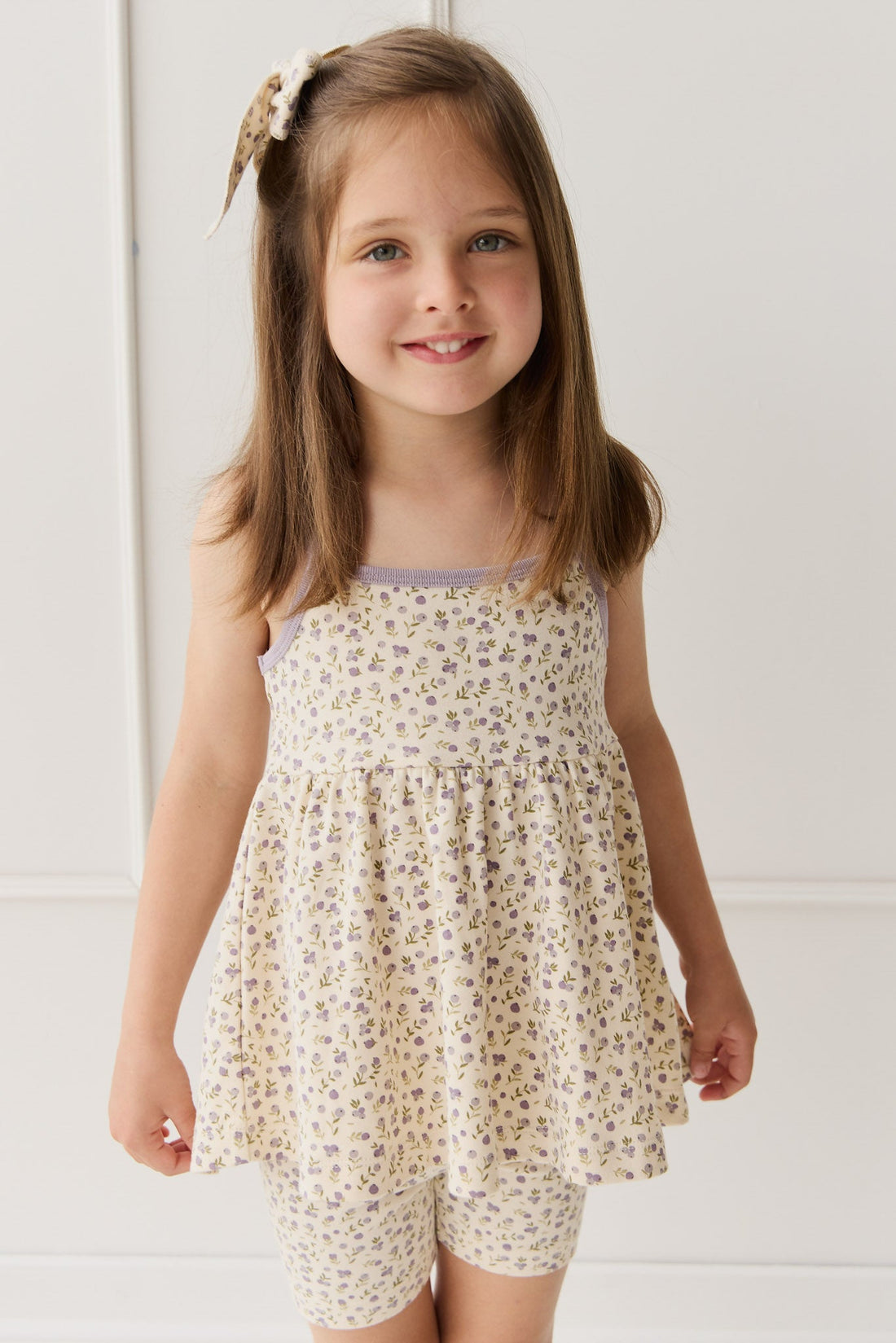 Organic Cotton Maple Singlet - Blueberry Field Raindrops Childrens Singlet from Jamie Kay USA