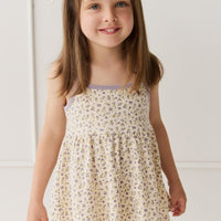 Organic Cotton Maple Singlet - Blueberry Field Raindrops Childrens Singlet from Jamie Kay USA