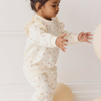 Organic Cotton Morgan Track Pant - Simple Flowers Egret Childrens Pant from Jamie Kay USA